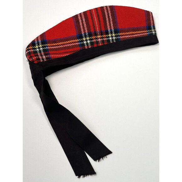 VTG SIZE 6.5 52cm Red Tartan Plaid Scottish Highland GLENGARRY Cap Made Scotland - Picture 2 of 9